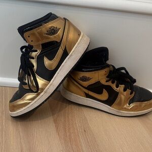 Nike Kids Gold and Black Air Jordan Sneakers